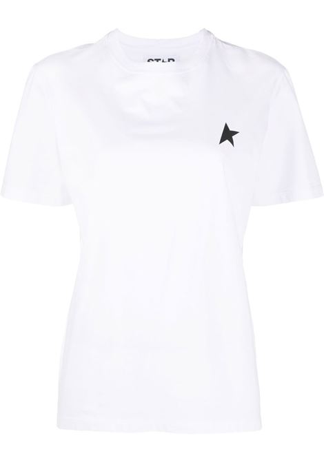 T-shirt con stampa in bianco Golden goose - donna